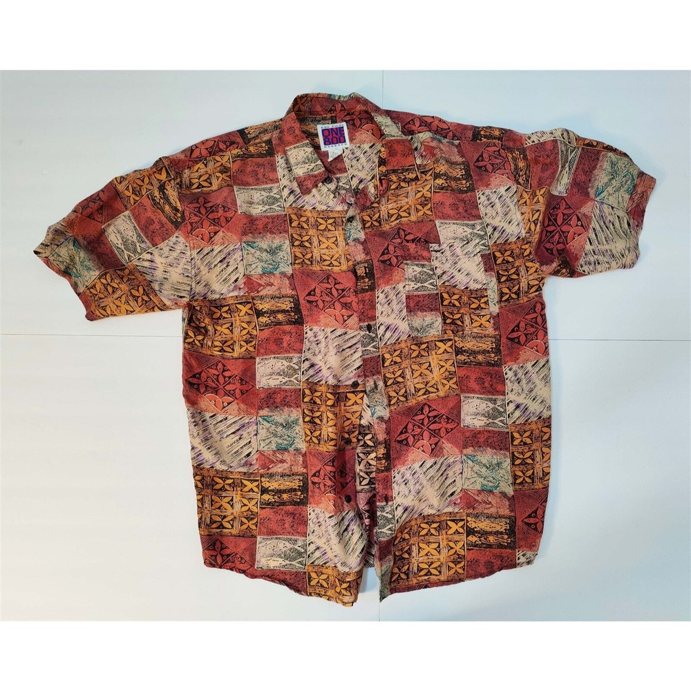 One 800 Eight Hundred Silk Button Shirt Abstract Shapes Very Light XL